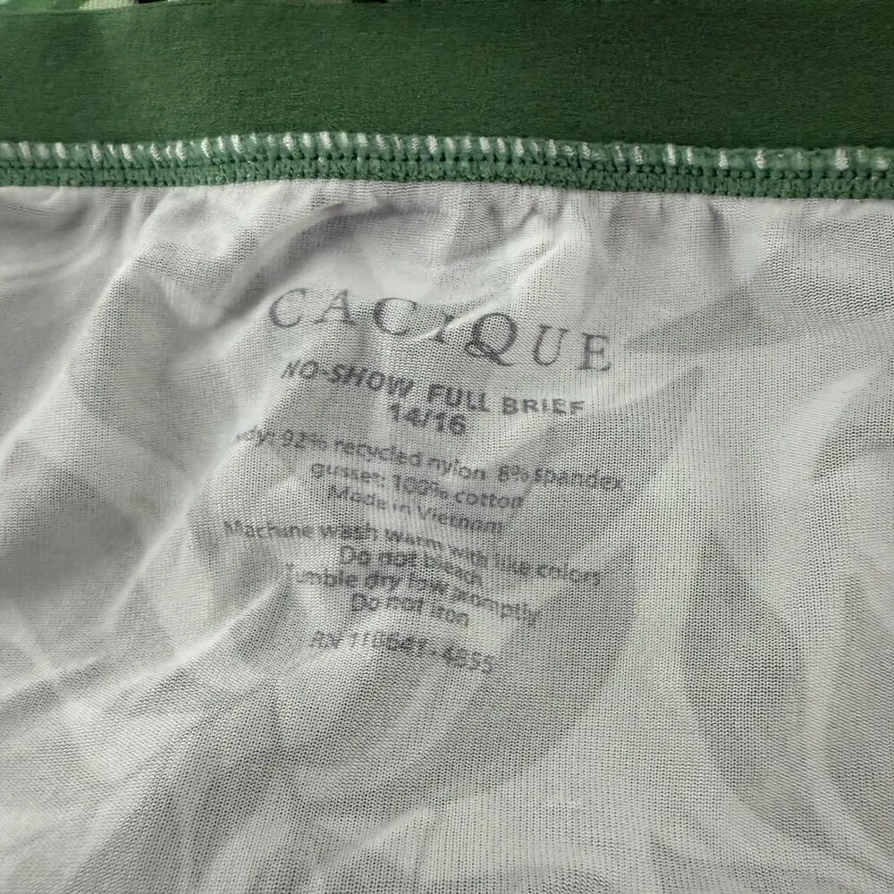 Cacique No-Show Full Brief Panty Green Palm Womens 14/16